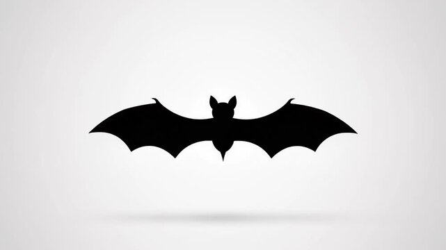 Black bat silhouettes flying on white background
