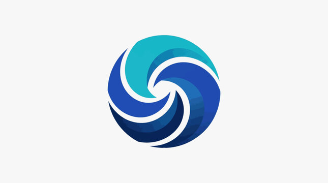 Pack of 10 abstract wave and spiral logos in blue and teal gradient. Modern geometric vector designs. Symbol of ocean, sea, water, flow, energy, nature, travel and sustainability. Perfect for water co
