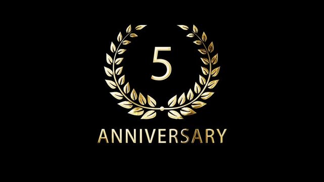 A beautiful gold laurel wreath congratulation on the 5th anniversary, congratulations on the date