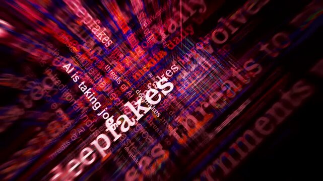 Dark side of AI and artificial intelligence danger. Headline news titles international media abstract concept  loop. Seamless and looped 3d animation.