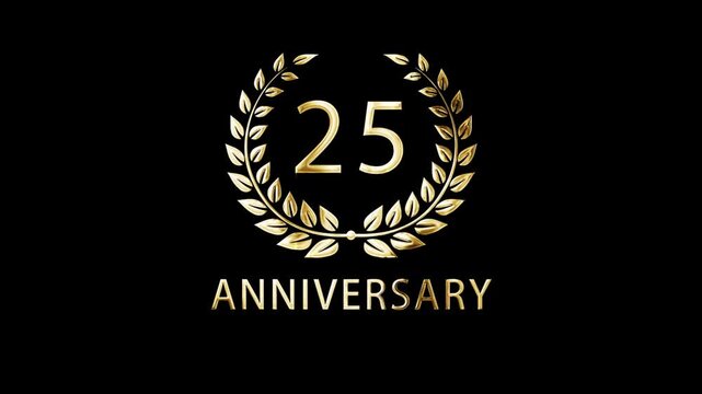 A beautiful gold laurel wreath greeting for the 25th anniversary, date greetings
