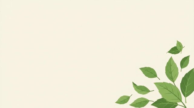 右下から伸びる緑の若葉と広いコピースペースで表現する自然と成長