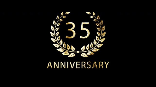 A beautiful gold laurel wreath greeting for the 35th anniversary, date greeting