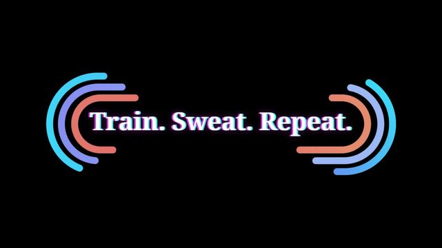 Motivational fitness motto animation with dynamic colorful circular graphic elements with clean aesthetic vibrant colors emphasize energy movement
