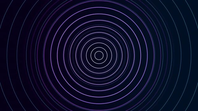 Neon concentric circles pulsing outward, purple on dark background