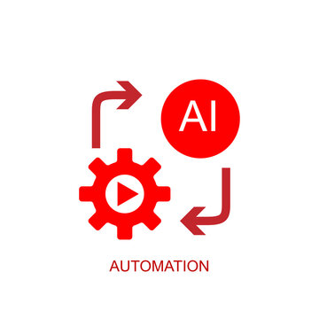 Artificial intelligence gear and arrows represent automation processes