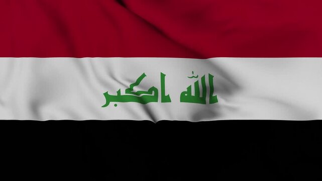 4K animation of the Iraqi national flag waving in the wind