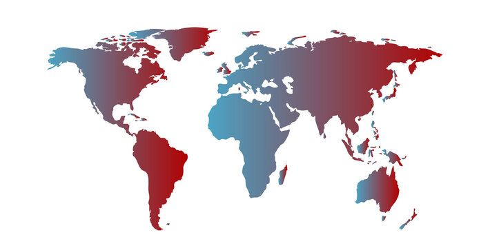 Red and blue gradient new world map 2026