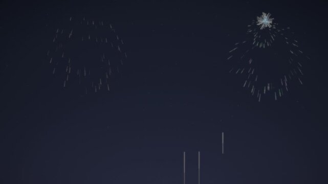 Colorful Fireworks Bursting Over Night Sky Seamless Loop in subtle red tones