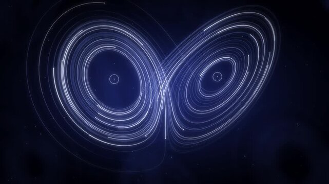 Lorenz Strange Attractor Butterfly Weaving Through 3D Phase Space seamless loop in soft indigo tones