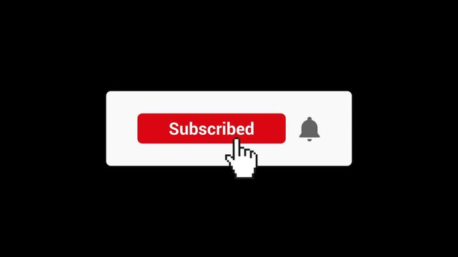 Subscribe Button Icon, Red and White Design, Notification Bell Detail. Digital Interface Element
