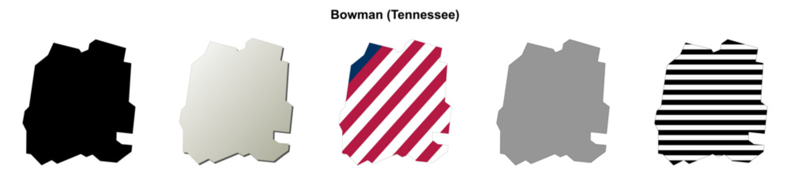 Bowman (Tennessee) blank outline map set