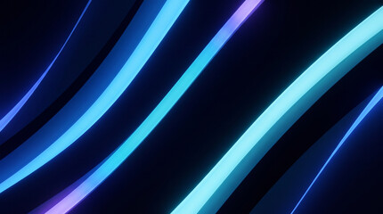 Obraz premium Diagonal Blue Neon Light Strips on Dark Futuristic Background