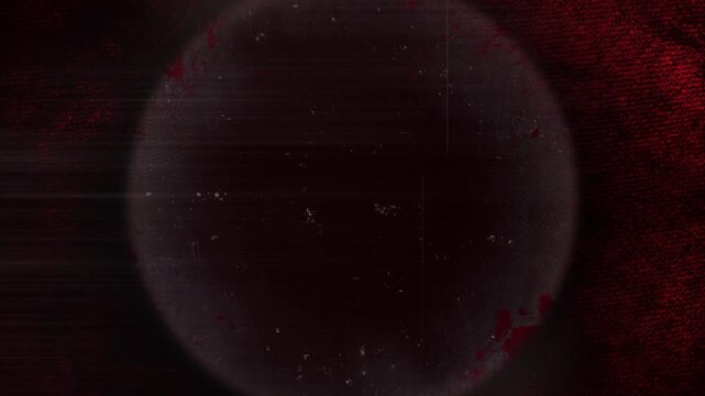 Red glowing hexagram symbol emerging on dark distressed texture background with grunge film effects and fading cinematic light transitions for dark media projects