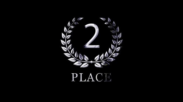 Congratulations banner for winning second place in the competition, laurel wreath, silver award