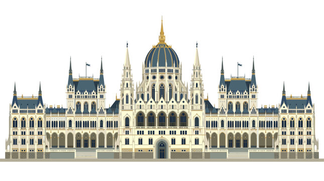 Ornate Governmental Building Facade, Neo-Gothic Style