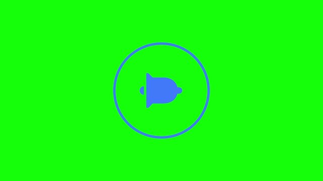 Notification Bell Icon bobbing up and down while spinning inside a ring frame, Green Screen Loop Animation