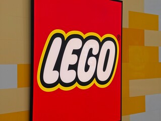 Fototapeta premium Shanghai,China-Dec.6th 2025: lego brand logo store sign