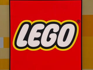 Fototapeta premium Shanghai,China-Dec.6th 2025: LEGO brand logo store sign