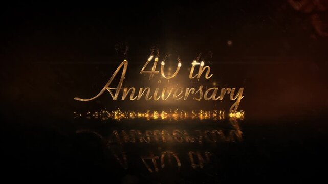 Beautiful 40th Anniversary Golden Congratulation Banner, Congratulations with Golden Particles