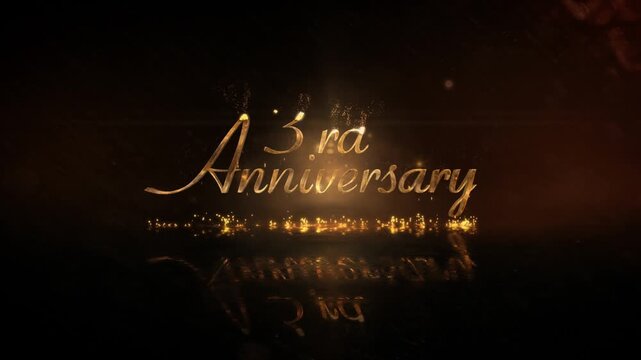 Beautiful Banner of golden congratulations on the 3rd anniversary, congratulations with golden particles