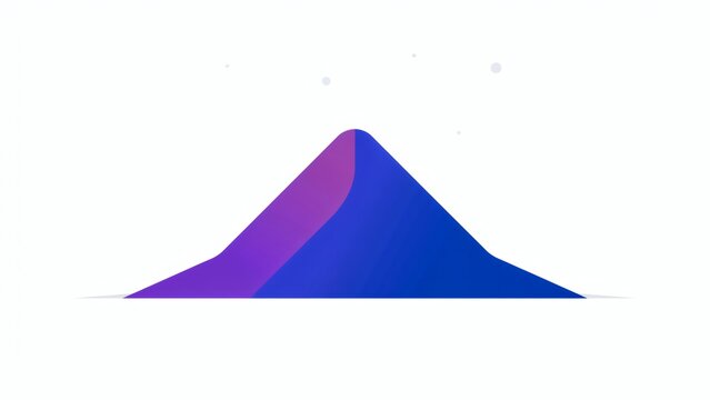 A stylized mountain shape with purple and blue gradients isolated on a white background with minimalist mountain graphic