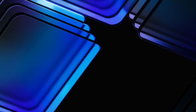 Dark blue translucent glass layer stack background for cloud computing