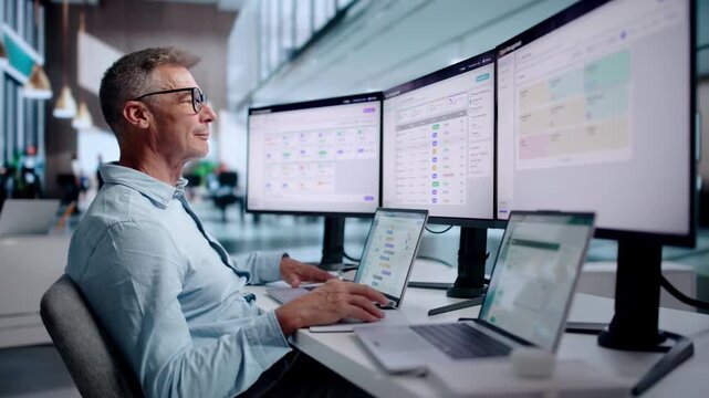 Human Resources Manager Reviewing Employee Performance Data