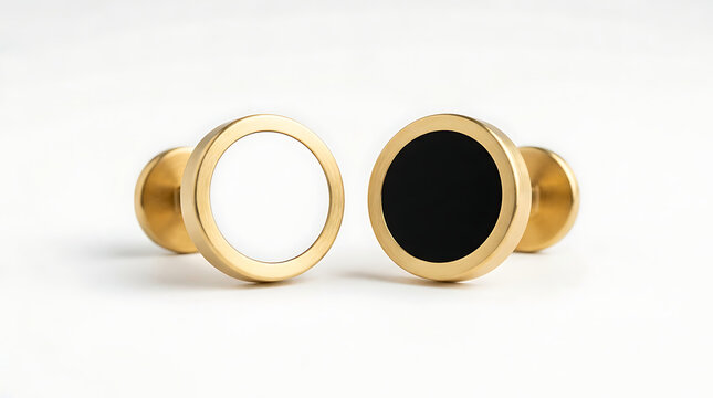 Gold and enamel round cufflinks with white and black faces