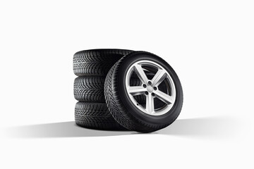 Car tires with a great profile isolated on free white background. © Igor