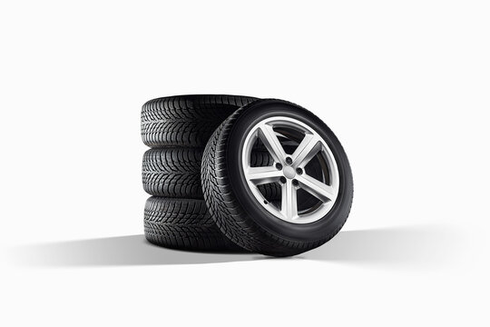Car tires with a great profile isolated on free white background.