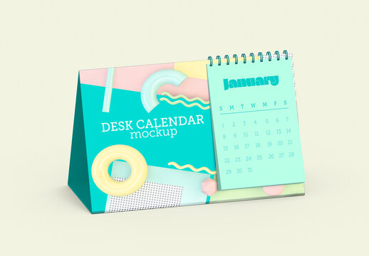Standing Desk Calendar Mockup PSD Template