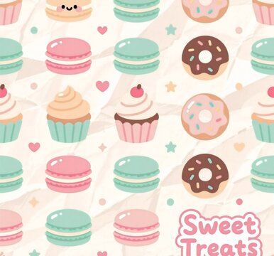 seamless pattern with cupcakes
