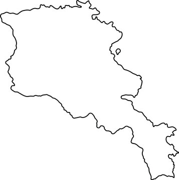 Armenia map outline, black vector border, country shape