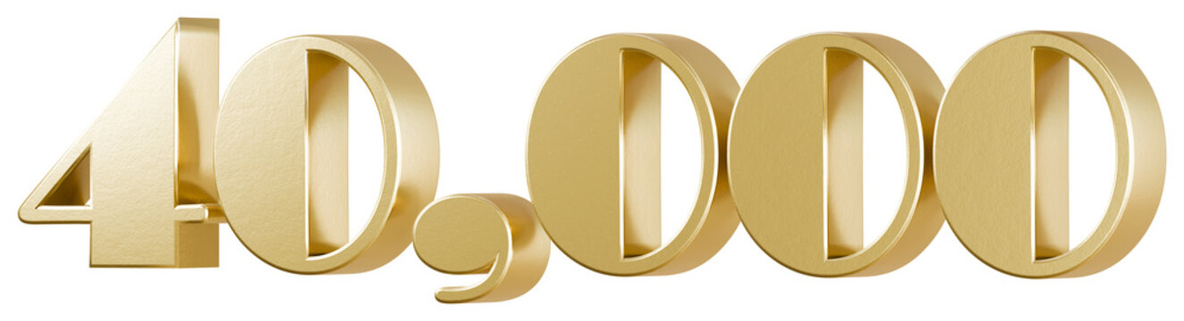 Metallic gold 3D number 40,000 render