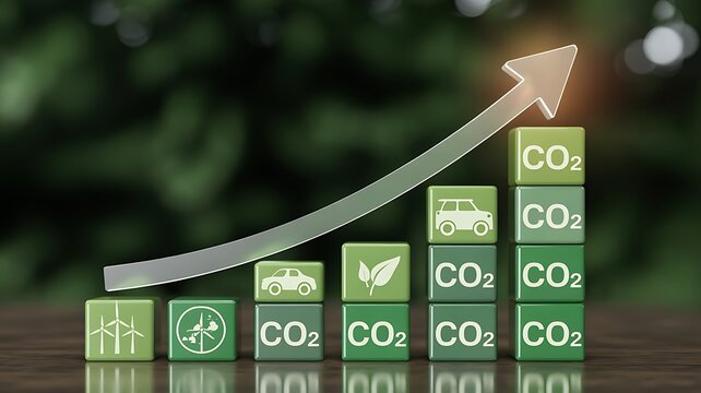 CO2 Emissions Reduction and Sustainable Growth Concept with Environmental Icons