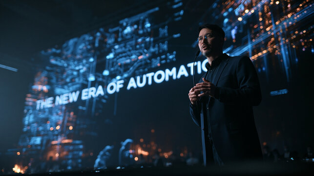 Keynote Speaker Presenting Automation at Technology Conference