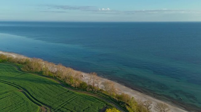 Hyperlapse - Aerial view of scenery over Germany's largest island R&uuml;gen in the Baltic Sea 