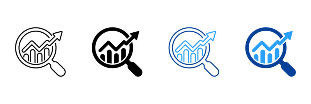 business analytics outline and solid glyph style icon set vector illustration 