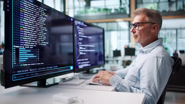 Experienced Software Developer Coding Remotely