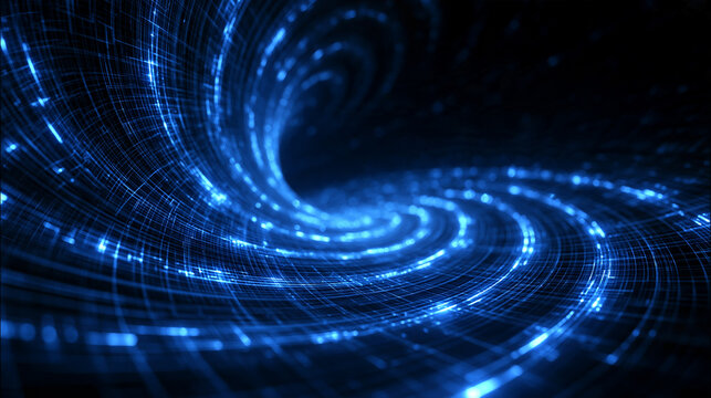 Abstract Blue Digital Data Vortex Background