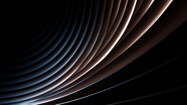 Abstract Curved Geometric Lines on Black Background