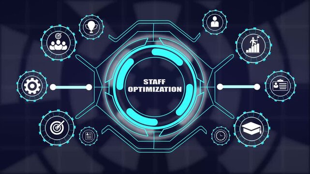 Strategic staff optimization platform connecting resource allocation operational efficiency employee output and growth.