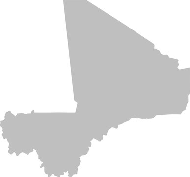 Mali map silhouette, gray country outline vector
