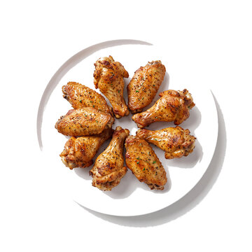 3D Render of Crispy Healthy Air Fryer Chicken Wings Isolated