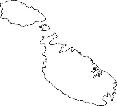 Malta map outline, black vector island borders