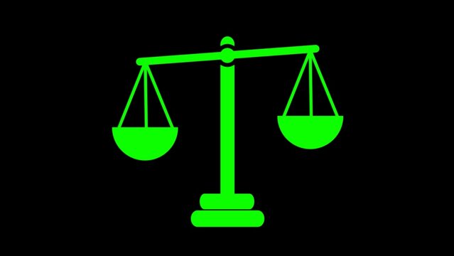 Bright green scales of justice icon representing law and equality