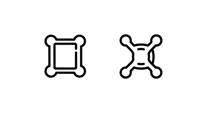 Minimalist square form node and vertex glyph icons with geometry abstract minimalist technology interface structure connectivity computing infrastructure connection