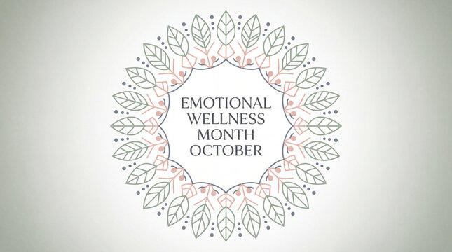EMOTIONAL WELLNESS MONTH OCTOBER line art mandala vector social media header design