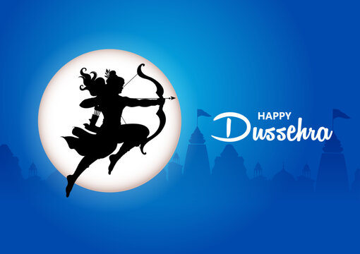 Happy Dussehra Festival Poster with Lord Rama and Traditional Indian Celebration Design